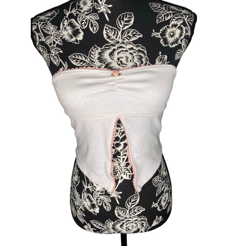 Kimchi Blue Strapless Tube Top White Eyelet Lace Trim Y2K Coquette Sexy Kawaii